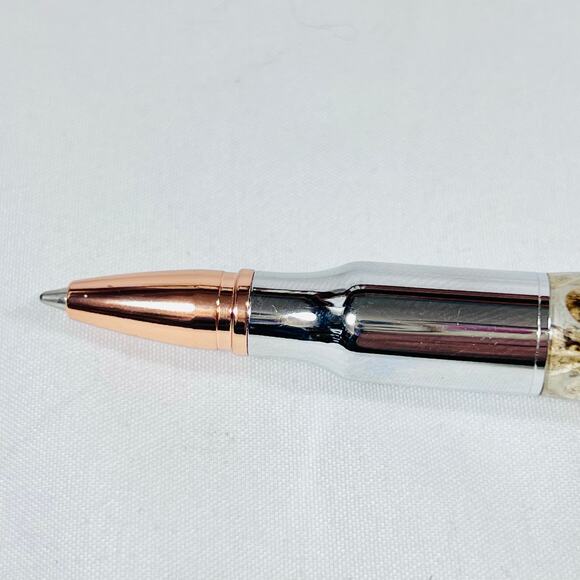 Bolt Action Ball Point Pen Rifle Handmade Silver Brass Dessert Acrylic Resin - Picture 2 of 7